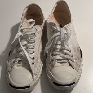 Converse Jack Purcell White Canvas Sneakers Size 9.5